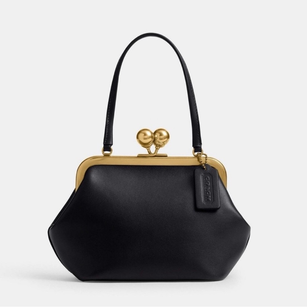 Coach Kisslock Frame 16 Black and Gold Bag